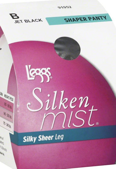 L'eggs Silken Mist, Ultra Sheer Leg, Run Resistant, Control Top, Black,  Size Q - 2 ct
